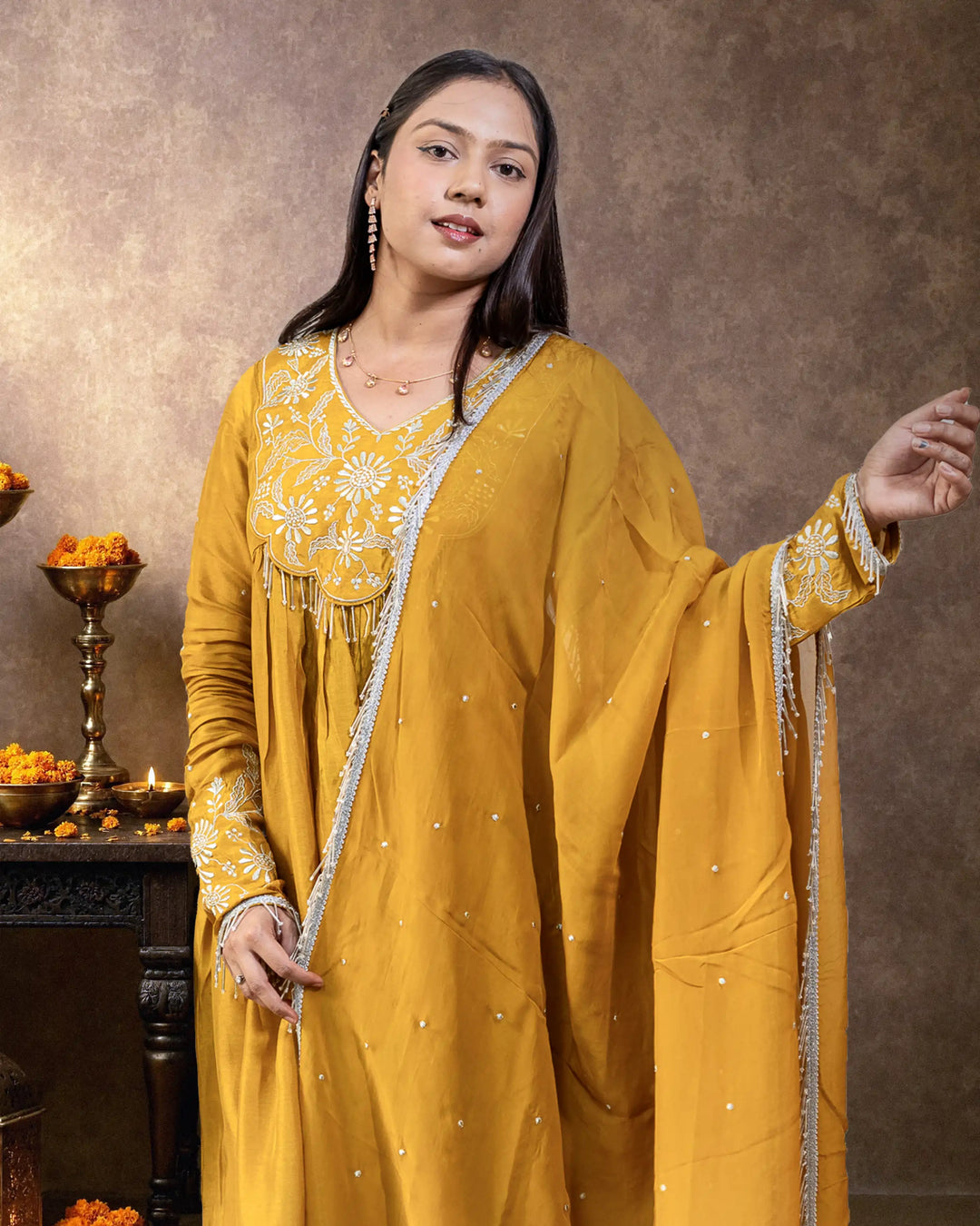 Neelima Mustard Designer Kurta Set