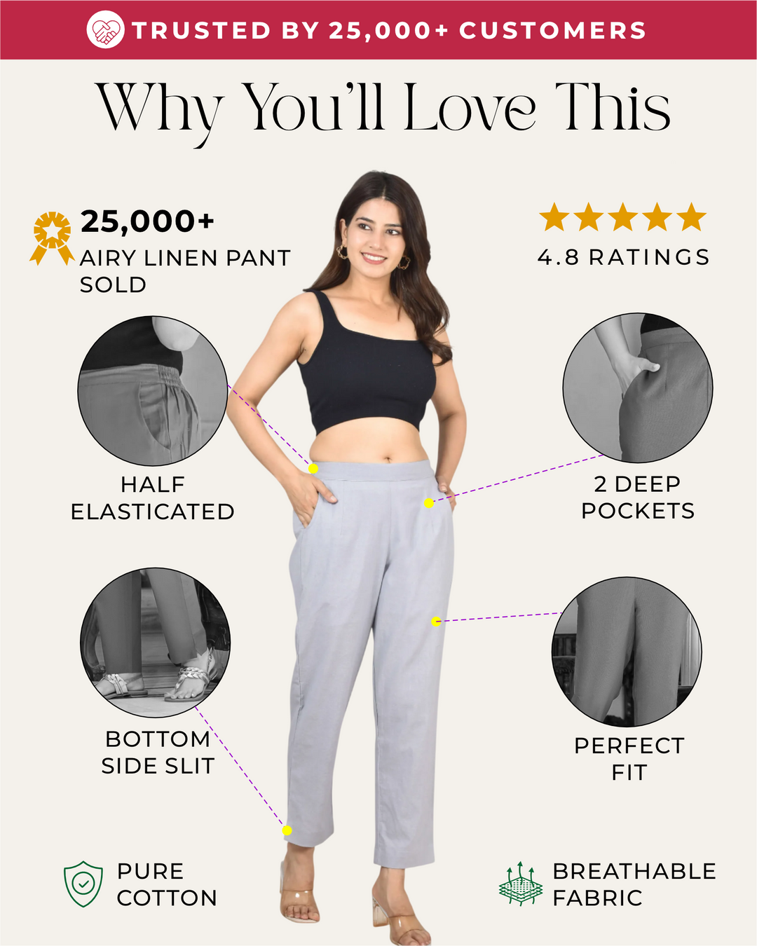 LAVENDER GRAY AIRY LINEN PANTS