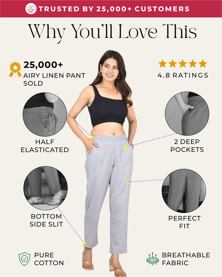 LAVENDER GRAY AIRY LINEN PANTS