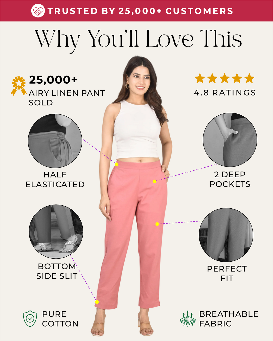 PEACH BLOSSOM AIRY LINEN PANTS