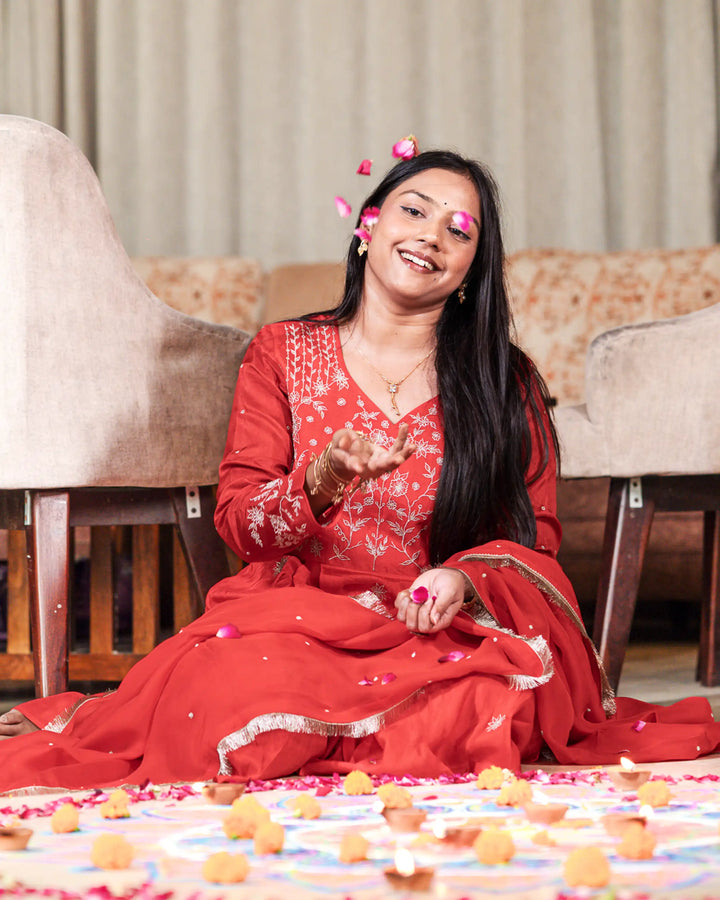 Ghoomer Red Designer Kurta Set