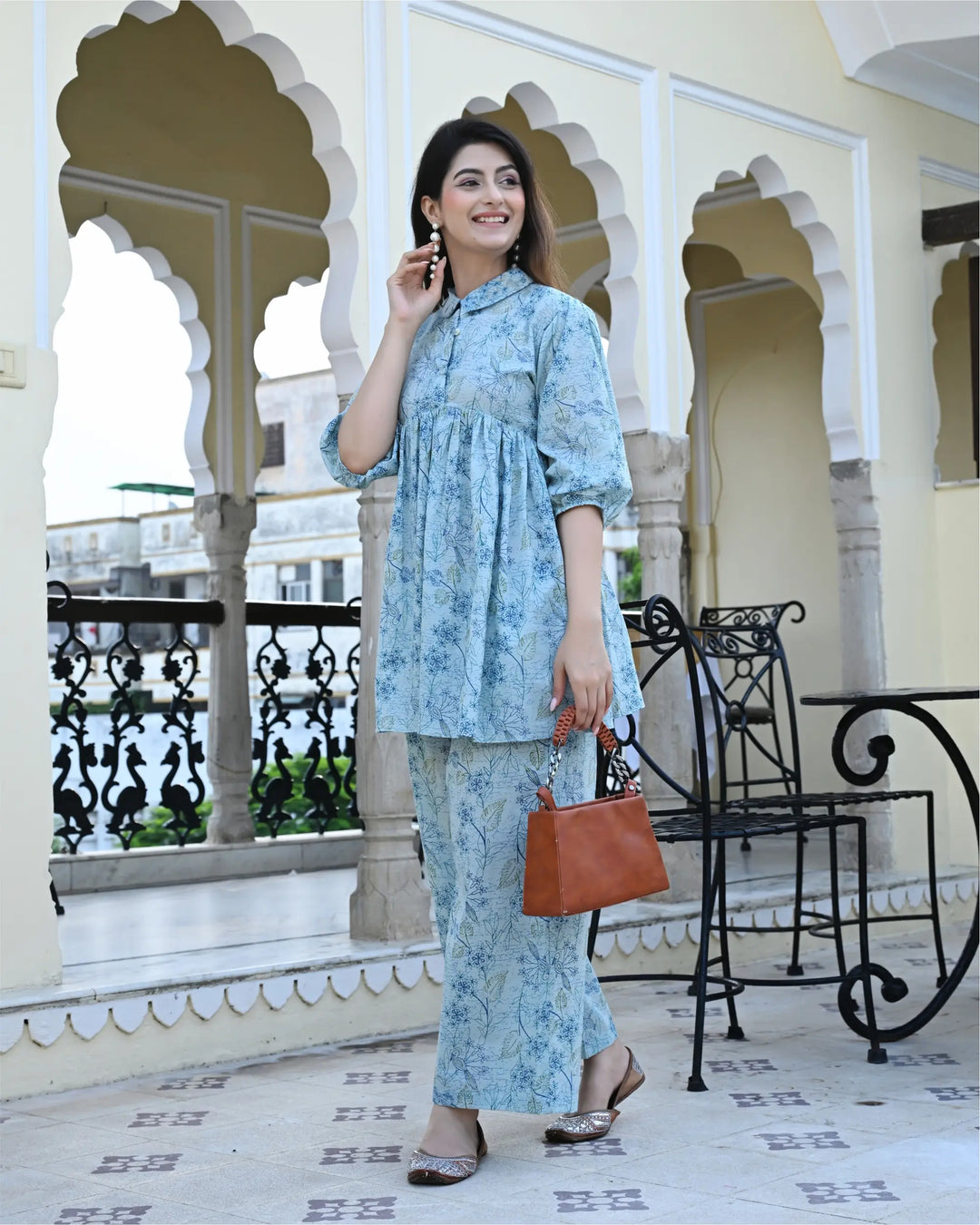 Blue Peacock Printed Co-ords Set