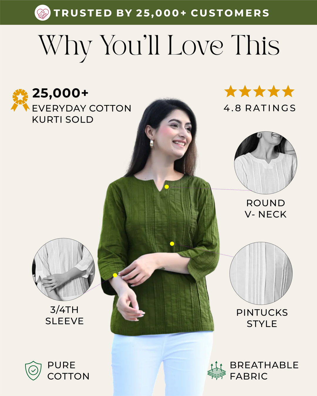 Green Everyday Cotton Kurti