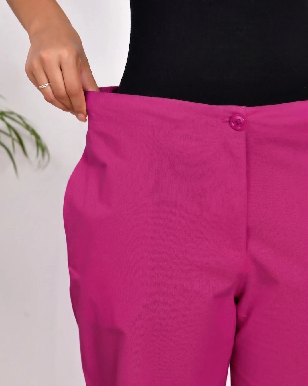 Wine Solid Straight Pants