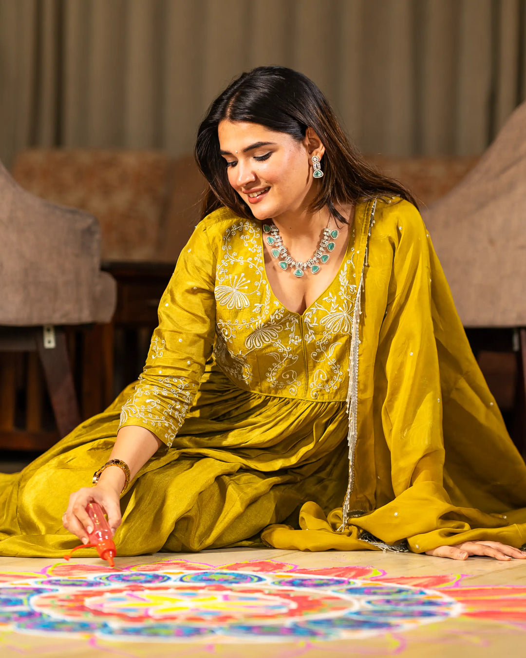 Mehendi Rangrez Designer Kurta Set