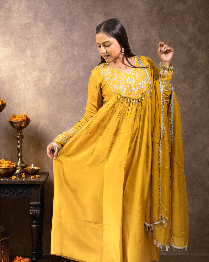 Neelima Mustard Designer Kurta Set