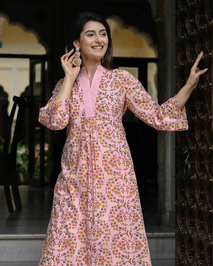 Pink Multicolor Floral Printed Co- ords Set