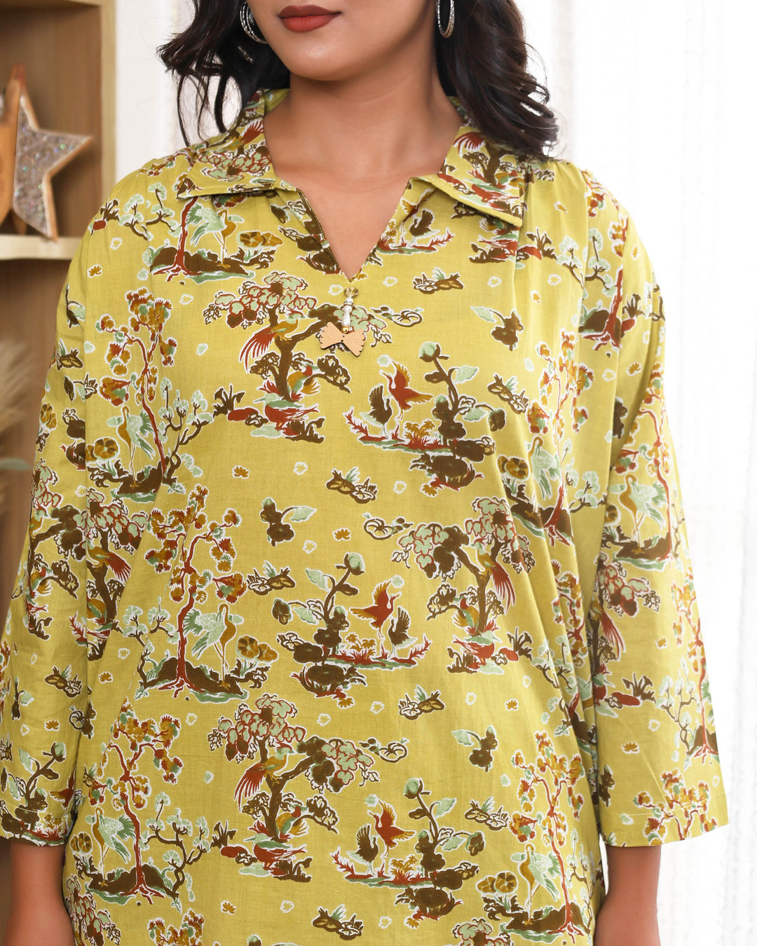 Tree floral printed Yellow Straight co-ords sets