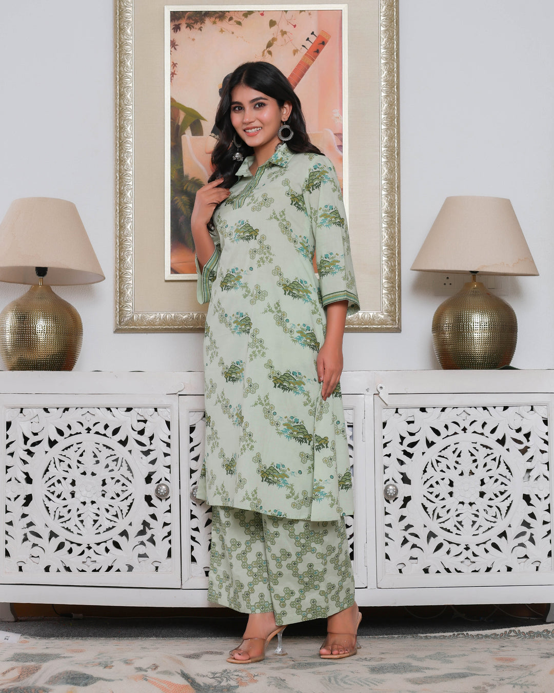 Green Chemistry Printed Long Co- ords Sets