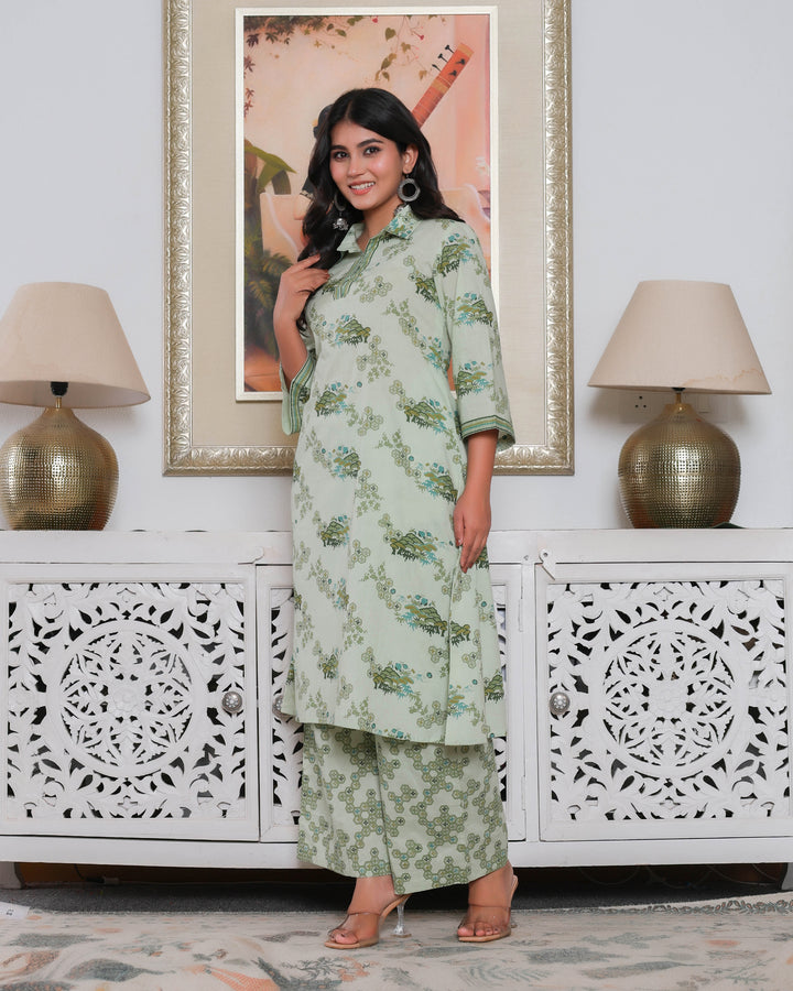 Green Chemistry Printed Long Co- ords Sets