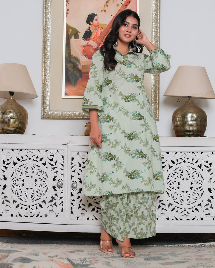 Green Chemistry Printed Long Co- ords Sets