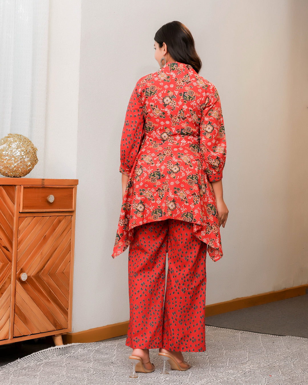 Floral and Geometric Mixed Prints In Red Base