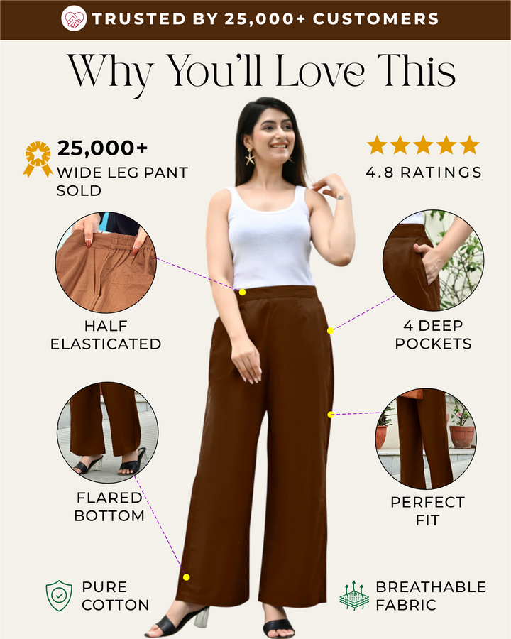 Coffe Brown Airy Linen Wide leg Pants