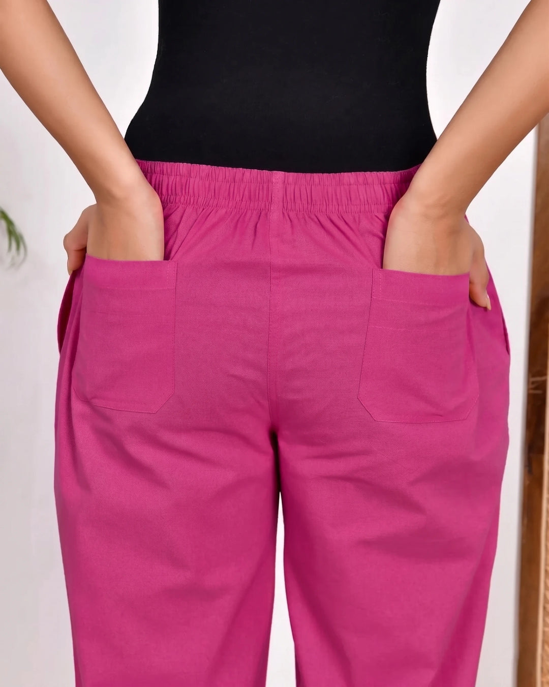 Wine Solid Straight Pants