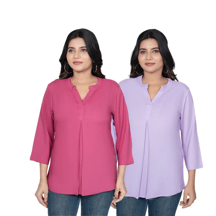 Viscose Pleated Top Combo – Onion & Lavender (Pack of 2)