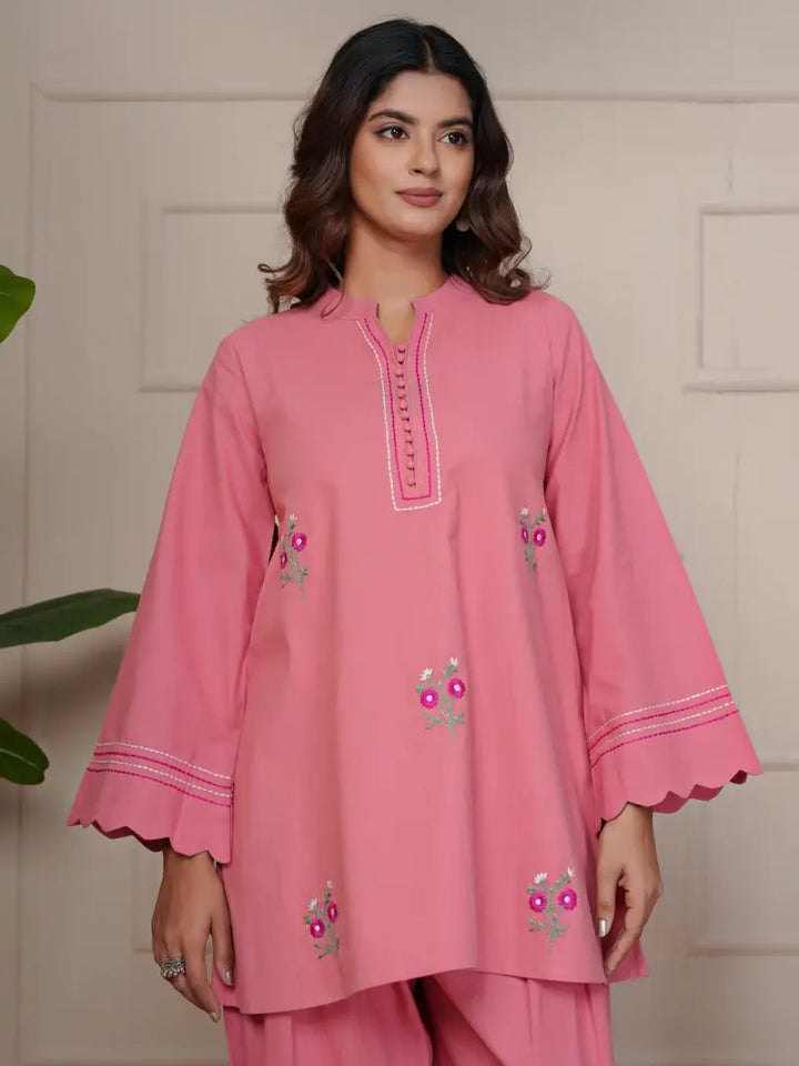 Peach Blossom Hand Embroidered Farsi Salwar Set