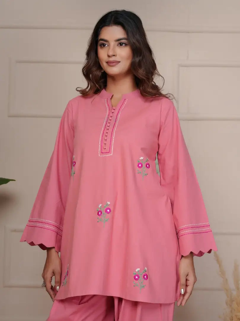 Peach Blossom Hand Embroidered Farsi Salwar Set