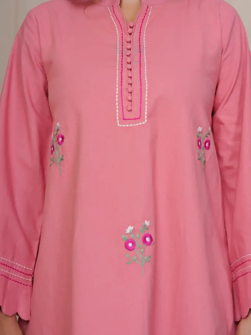 Peach Blossom Hand Embroidered Farsi Salwar Set