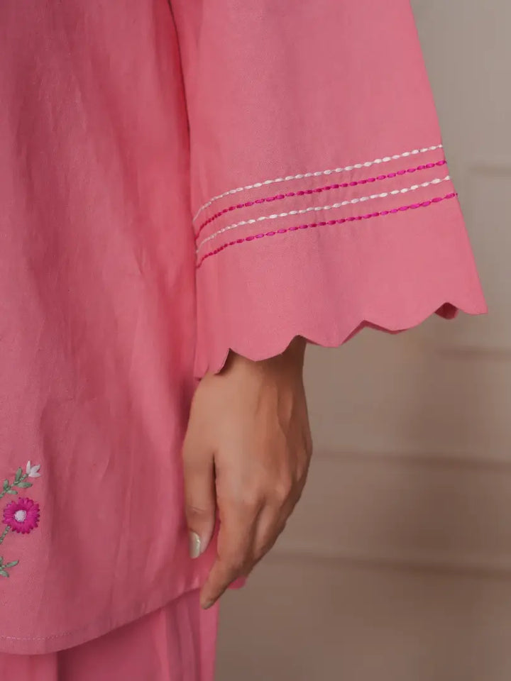 Peach Blossom Hand Embroidered Farsi Salwar Set