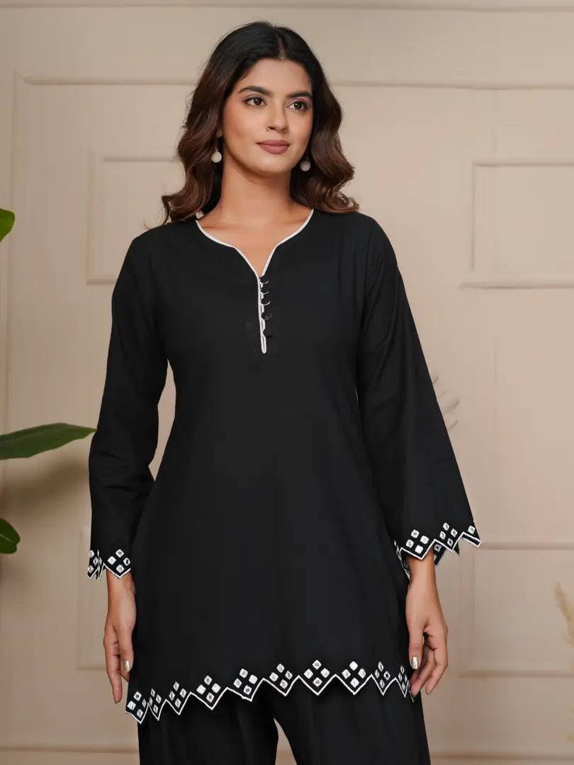 Black Mirror Embroidered Ethnic Farsi Salwar Set