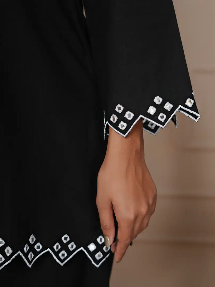 Black Mirror Embroidered Ethnic Farsi Salwar Set