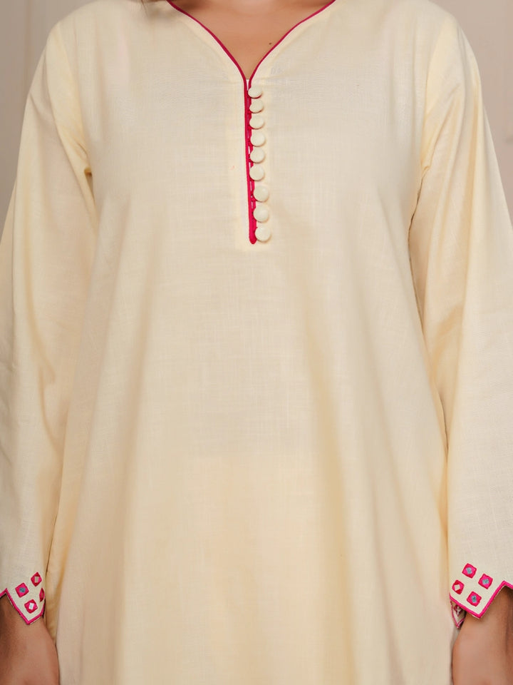 Off White Mirror Embroidered Ethnic Farsi Salwar Set