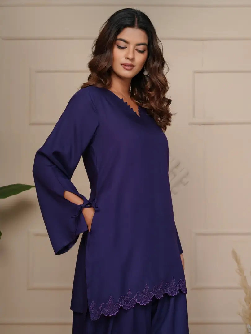 Russian Purple Embroidered Co-ord Set