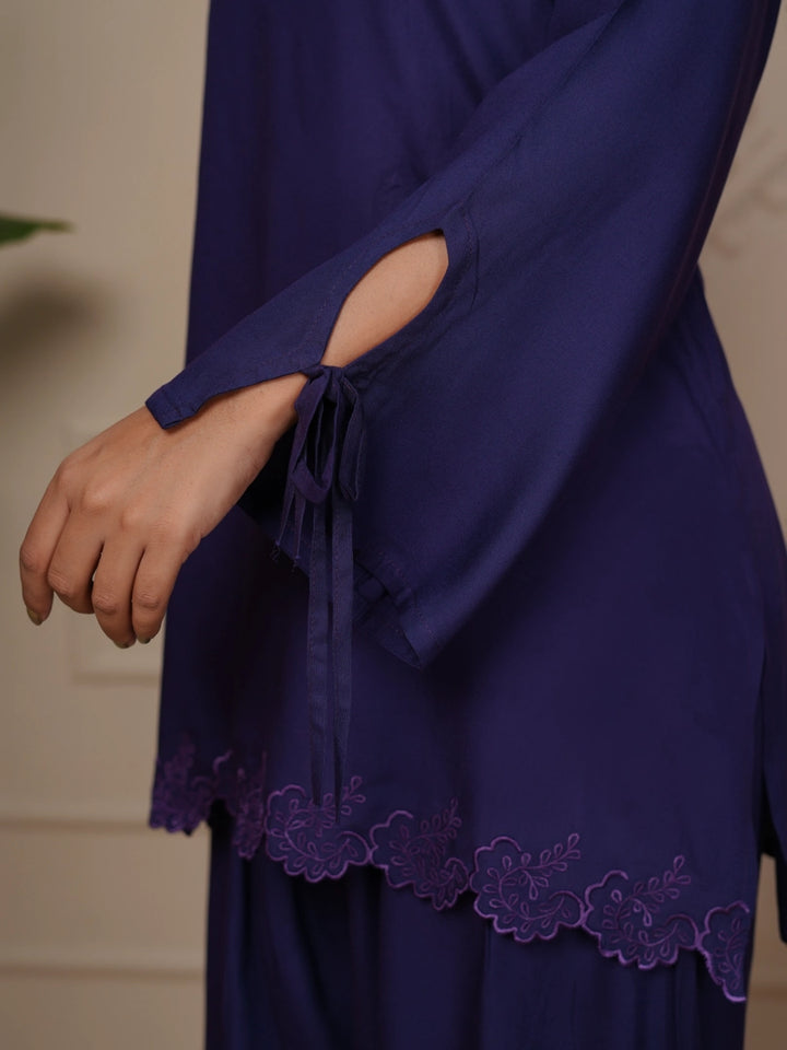 Russian Purple Embroidered Co-ord Set