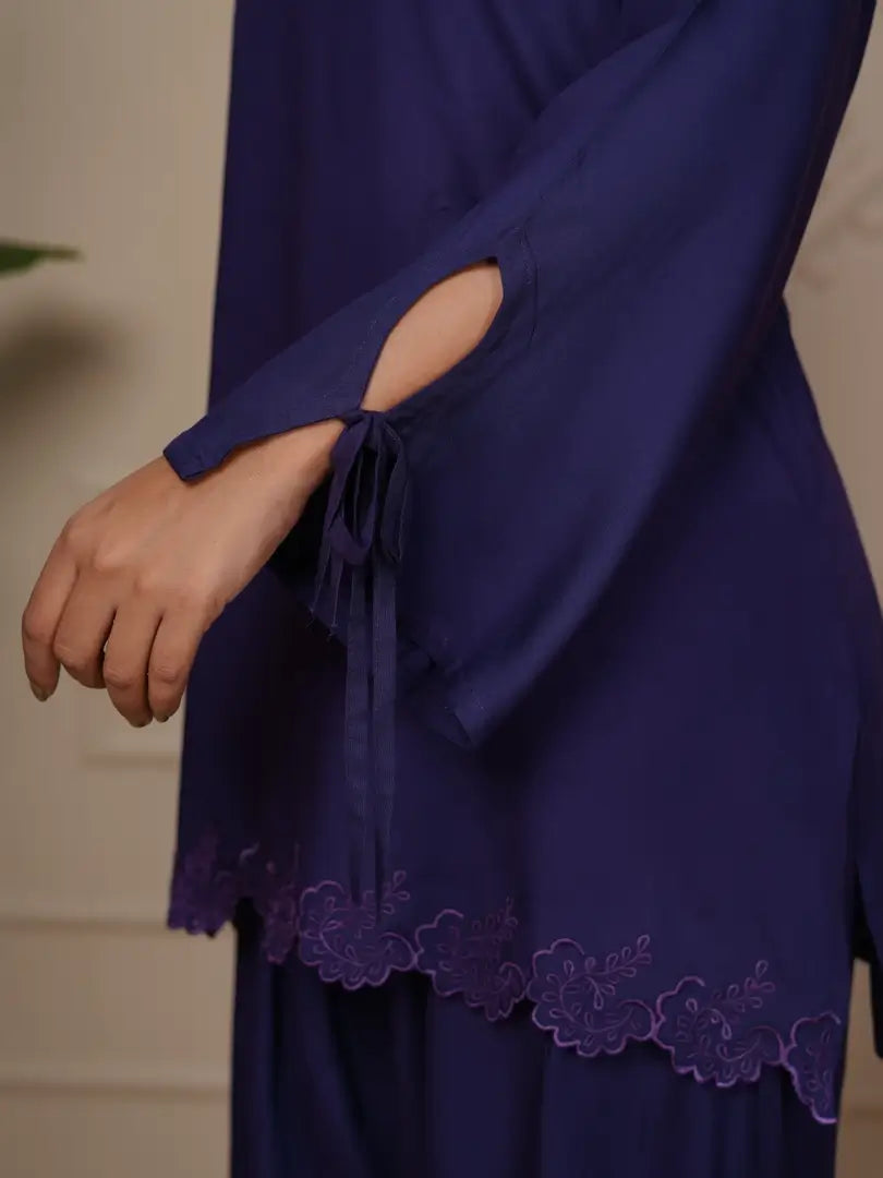 Russian Purple Embroidered Co-ord Set