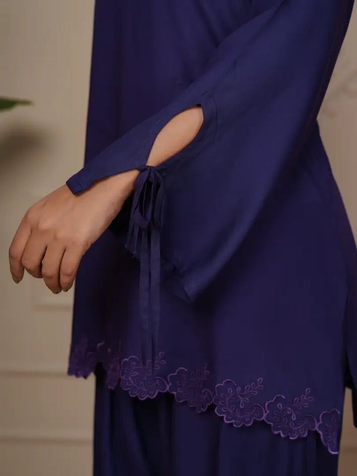 Russian Purple Embroidered Co-ord Set