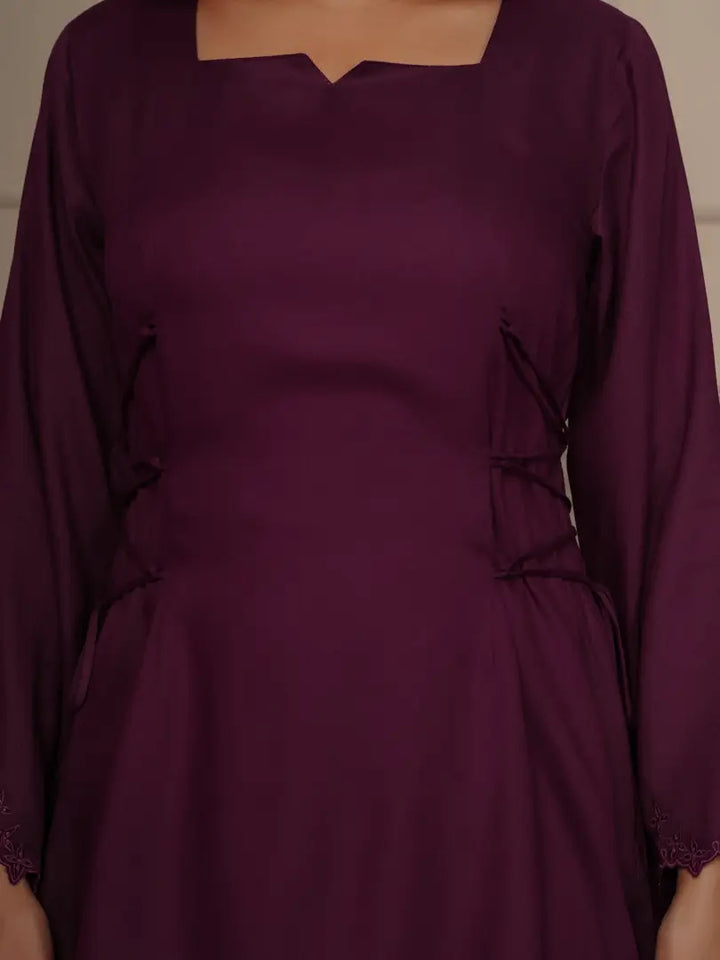 Wine Elegant Embroidered Co-ord Set