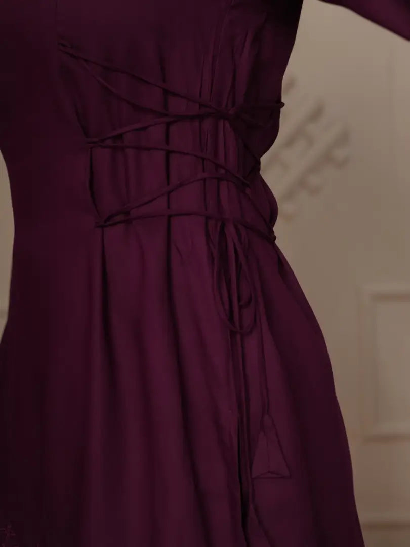 Wine Elegant Embroidered Co-ord Set