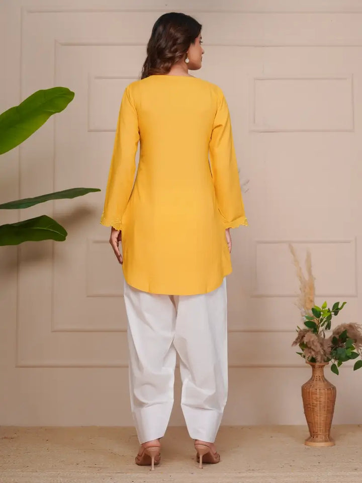 Mustard Embroidered Ethinic Farsi Salwar Set