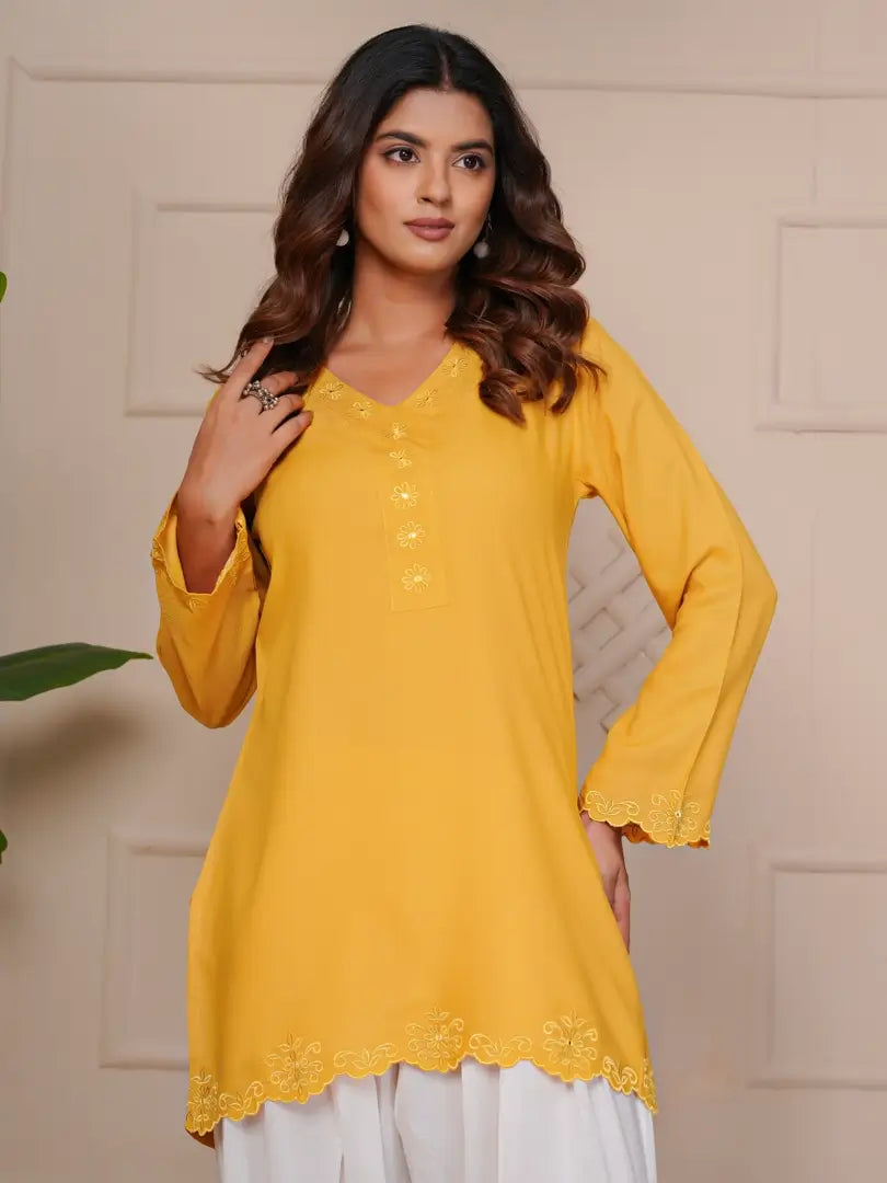Mustard Embroidered Ethinic Farsi Salwar Set