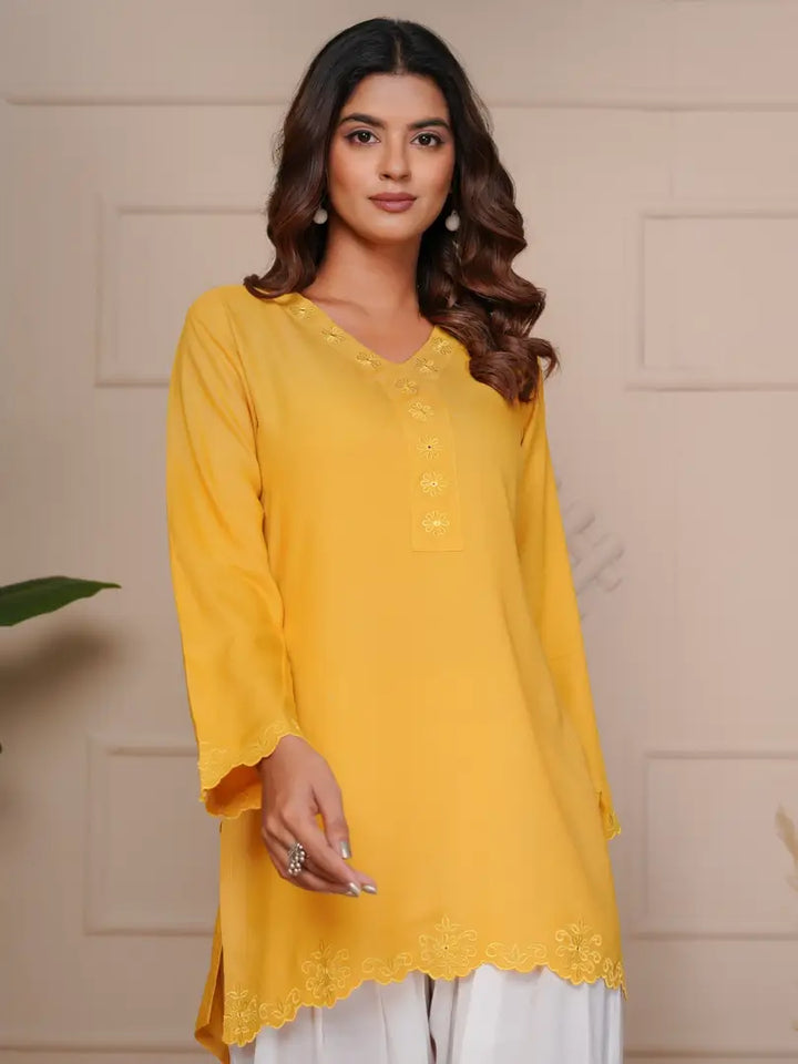Mustard Embroidered Ethinic Farsi Salwar Set