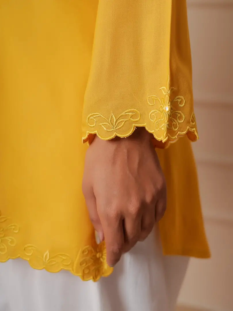 Mustard Embroidered Ethinic Farsi Salwar Set