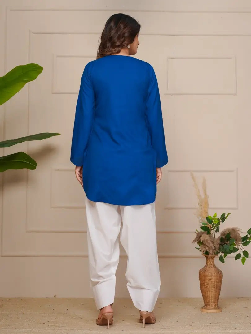 Royal Blue Embroidered Ethinic Farsi Salwar Set
