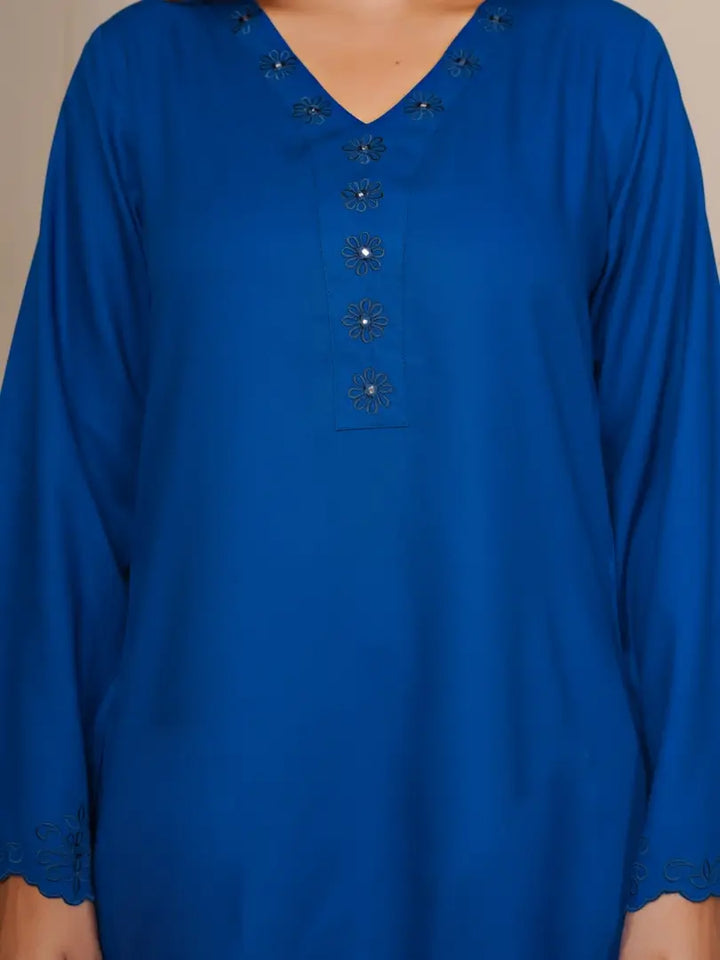 Royal Blue Embroidered Ethinic Farsi Salwar Set