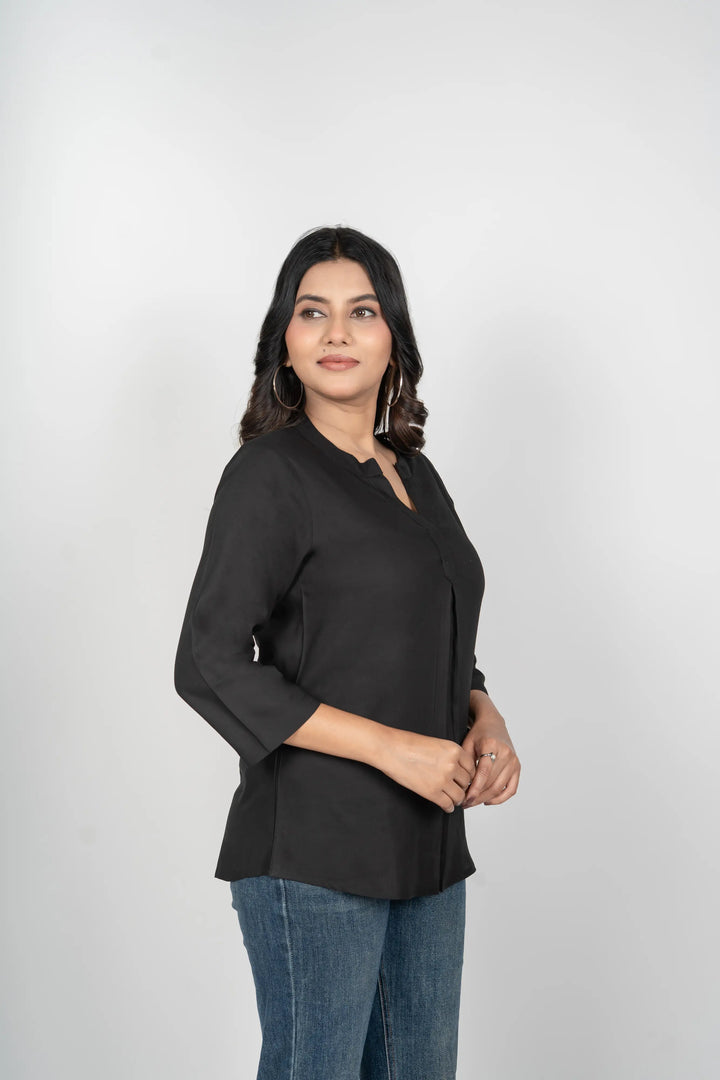 Viscose Pleated Top Combo – Black & Olive Green (Pack of 2)