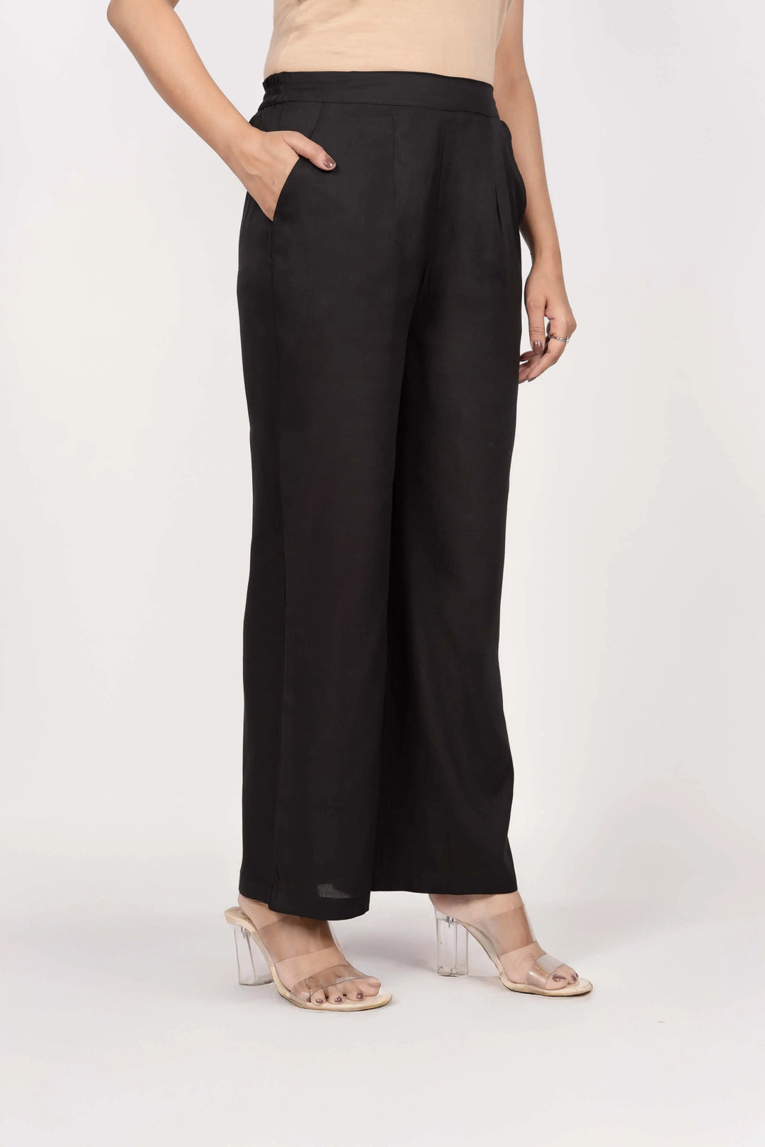 Viscose Palazzo Pants Combo - Pista Green & Black