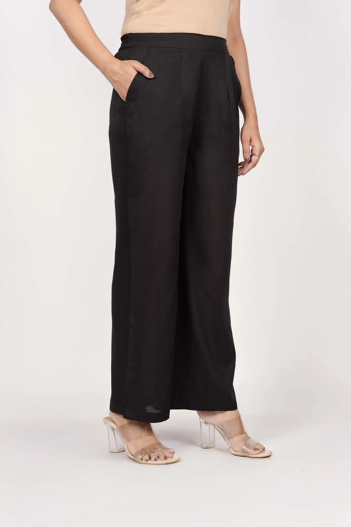 Viscose Palazzo Pants Combo - Pista Green & Black