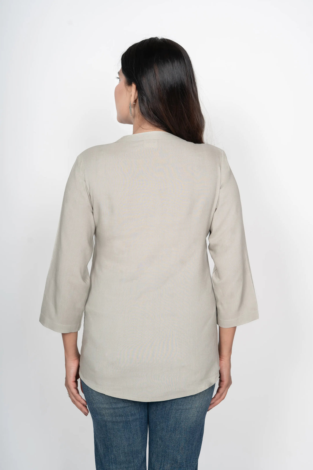 Viscose Pleated Top Combo – Grey & Cream  (Pack of 2)