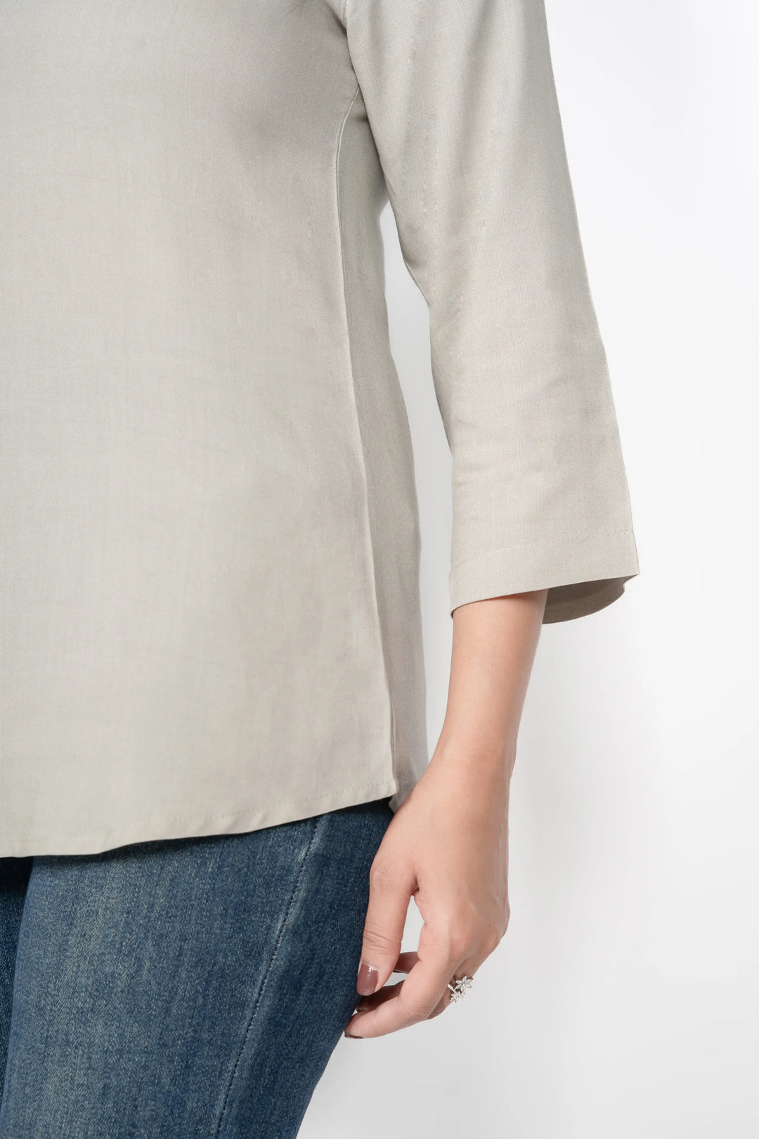 Viscose Pleated Top Combo – Grey & Cream  (Pack of 2)