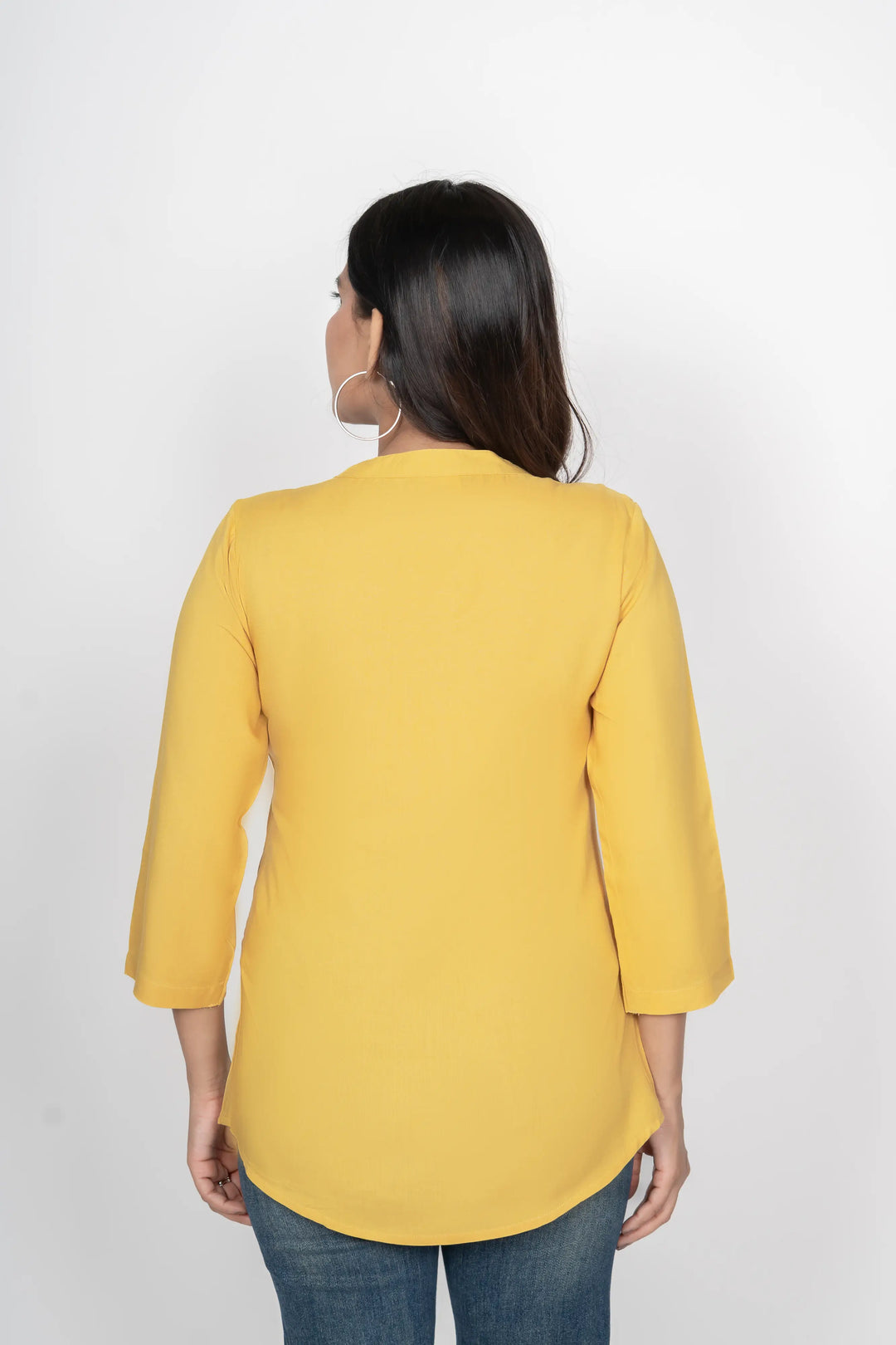 Mustard Viscose Pleated Top