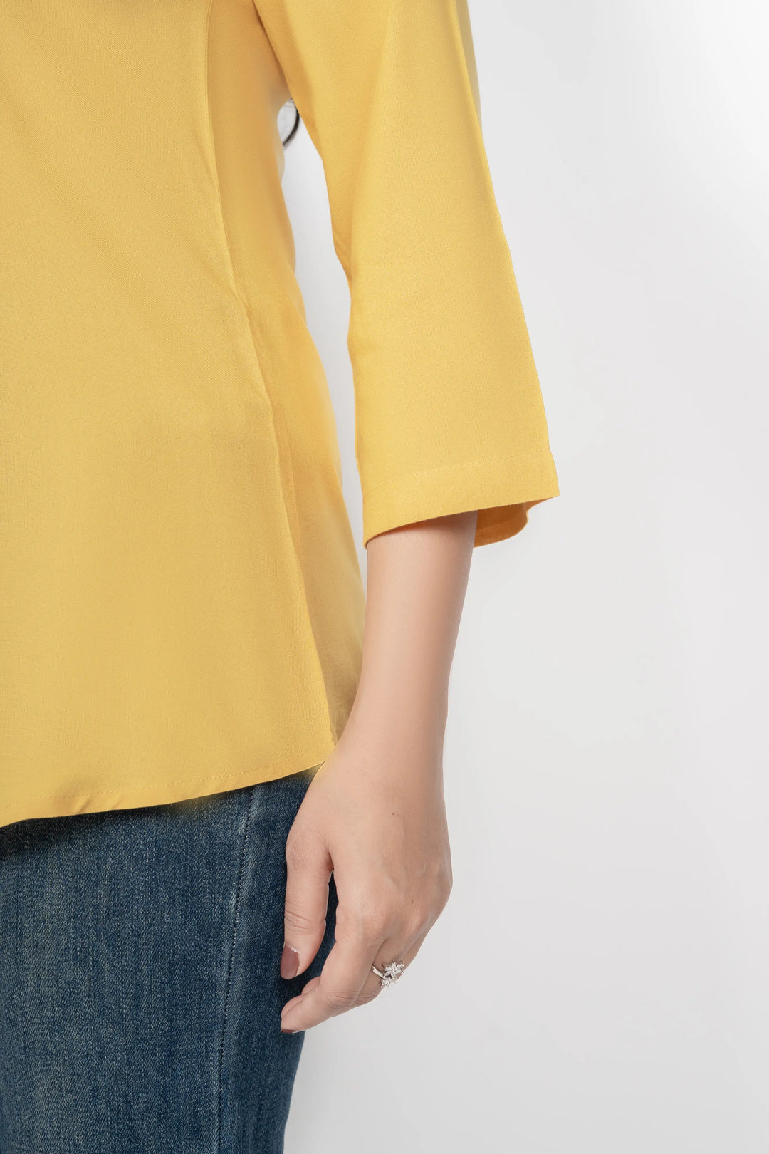 Mustard Viscose Pleated Top