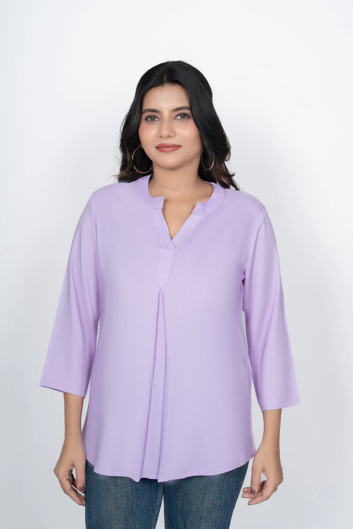 Lavender Viscose Pleated Top