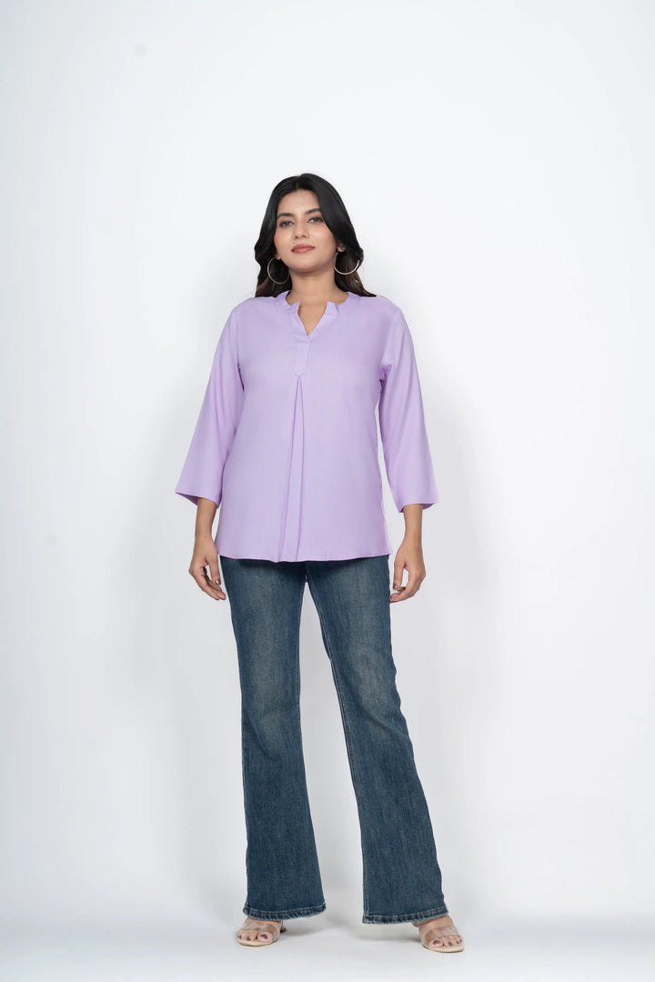 Lavender Viscose Pleated Top