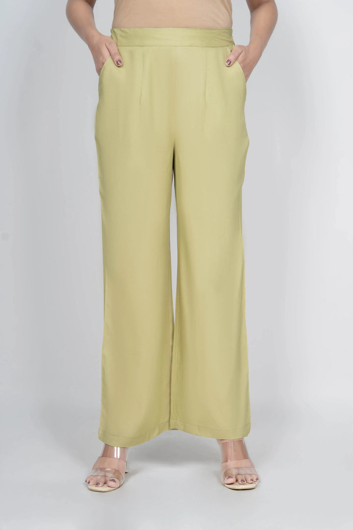 Olive Green Solid Palazzo