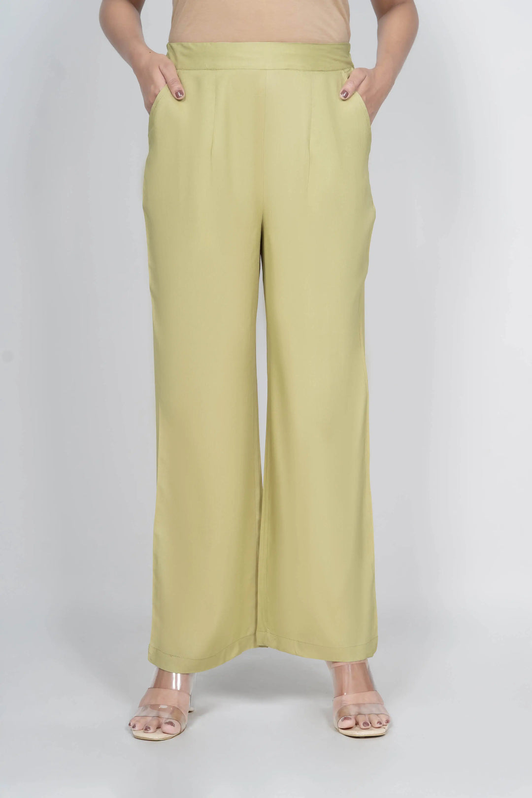 Viscose Palazzo Pants Combo - Olive Green & Mustard (Pack of 2)