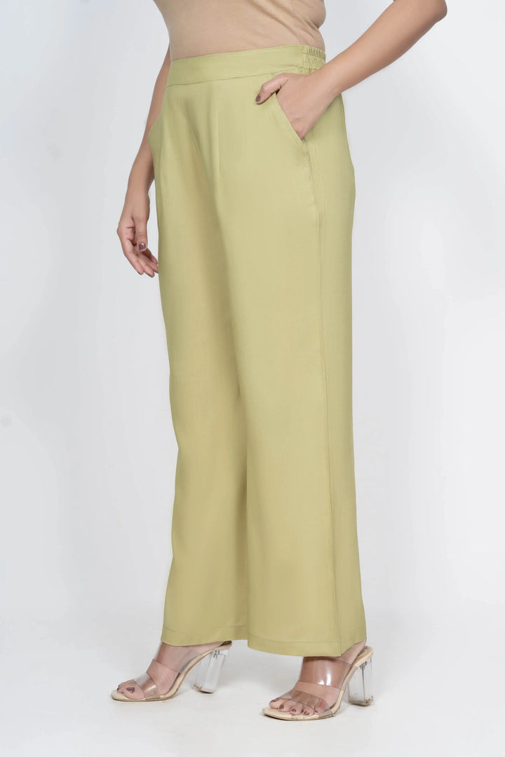 Olive Green Solid Palazzo